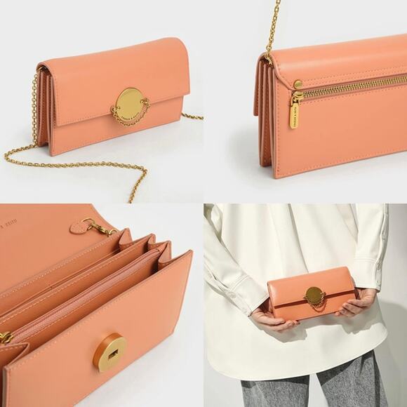 Charles and Keith Metallic Push-Lock Wallet Crossbody bag - Picture 2 of 7